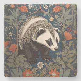 Woodland Badger William Morris Inspiriert Steinuntersetzer