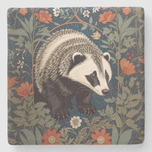 Woodland Badger William Morris Inspiriert Steinuntersetzer