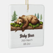 Woodland Bär Birth Stats Baby's First Christmas Keramikornament (Rechts)