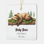 Woodland Bär Birth Stats Baby's First Christmas Keramikornament (Links)