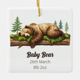 Woodland Bär Birth Stats Baby's First Christmas Keramikornament