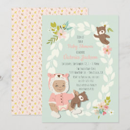 Woodland Bären - Einladungen für Babyduschen