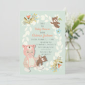 Woodland Bären hat Baby-Dusche Einladungen (Stehend Vorderseite)