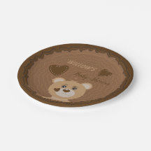 Woodland Bear Baby Dusche Brown Paper Teller