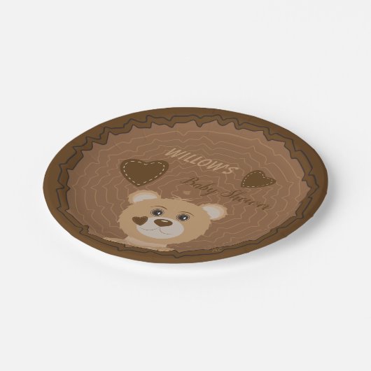 Woodland Bear Baby Dusche Brown Paper Teller (Schrägansicht)