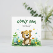 Woodland Bear Baby Dusche Danke Karte (Stehend Vorderseite)