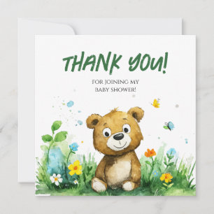 Woodland Bear Baby Dusche Danke Karte