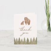 Woodland Bear Baby Dusche Dankeskarte (Vorderseite)