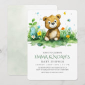 Woodland Bear Baby Dusche Einladung (Vorne/Hinten)
