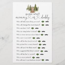 Woodland Bear Baby Dusche "raten Sie, wer" Spiel