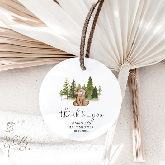 Woodland Bear Baby Dusche Vielen Dank für Ihre Unt Geschenkanhänger