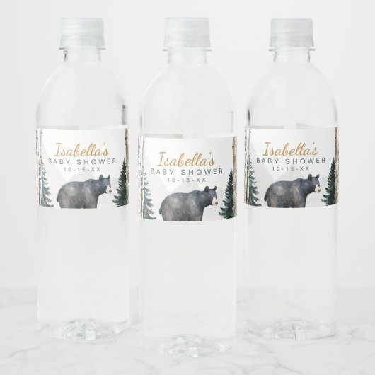 Woodland Bear Baby Dusche Wasserflaschen Etiketten (Flaschen)