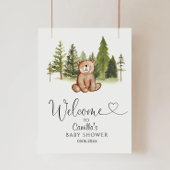 Woodland Bear Baby Dusche Willkommen Poster
