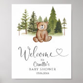 Woodland Bear Baby Dusche Willkommen Poster (Vorne)