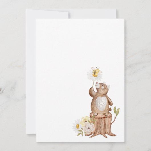 Woodland Bear Baby Predictions & Advice Game Card Einladung (Rückseite)