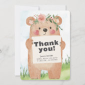 Woodland Bear Baby Shooting Dankbarkeit Vielen Dan Einladung (Vorderseite)