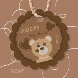 Woodland Bear Baby Shower Brown Fevor Tags Geschenkanhänger