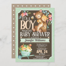 Woodland Bear Baby Shower Einladung Junge