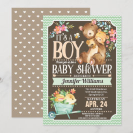 Woodland Bear Baby Shower Einladung Junge