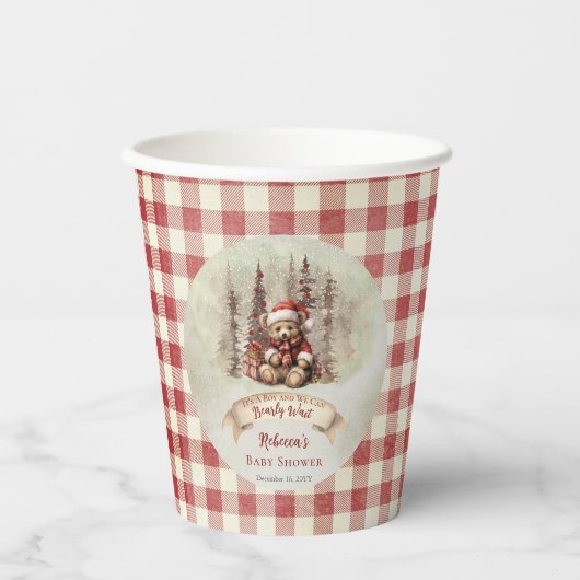 Woodland Bear Bear Bearly Wait Holiday Boy Baby Du Pappbecher (Vorderseite)