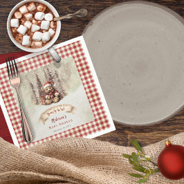 Woodland Bear Bearly Wait Holiday Boy Baby Shower Serviette