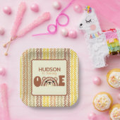Woodland Bear Boho Rainbow Erster Geburtstag Pappteller (Party)