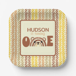 Woodland Bear Boho Rainbow Erster Geburtstag Pappteller