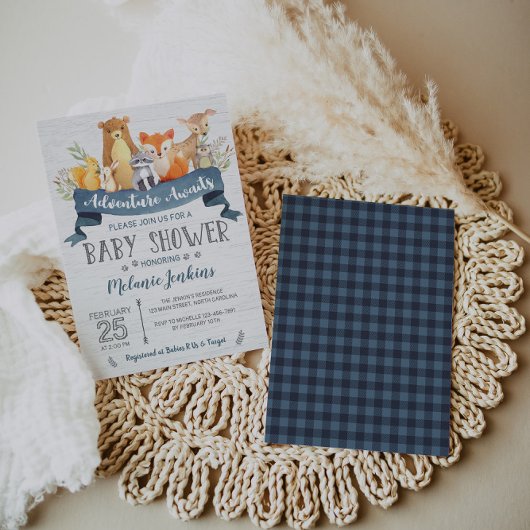 Woodland Bear Boy Kinderdusche Einladung