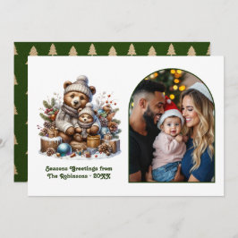 Woodland Bear Cub Family Cozy Forest Christmas Feiertagskarte