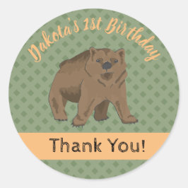 Woodland Bear Cube Danke Runder Aufkleber