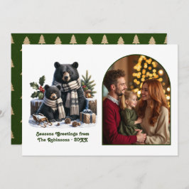 Woodland Bear Family Cozy Forest Christmas Photo Feiertagskarte