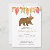 Woodland Bear Party Kinderdusche Einladung (Vorderseite)