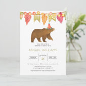 Woodland Bear Party Kinderdusche Einladung (Stehend Vorderseite)