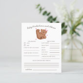Woodland Bear Pink Baby Predictions & Advice Card (Stehend Vorderseite)