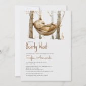 Woodland Bearly Wait Baby Dusche Einladung (Vorderseite)