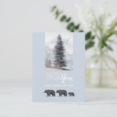 Woodland Bears Baby Dusche Danke Blue Gray Postkarte (Stehend Vorderseite)
