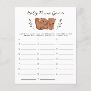 Woodland Bears Twins Baby Name Dusche Spiel