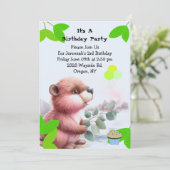 Woodland Beaver Birthday Invitation Einladung (Stehend Vorderseite)