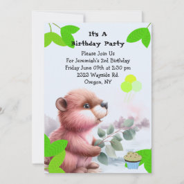Woodland Beaver Birthday Invitation Einladung