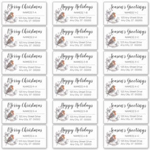 Woodland Bird Weihnachtsfeiertagsadresse Labels