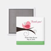 Woodland Birdie (Pink) Baby Shower Fevor Magnet (Vorderseite/Rückseite)