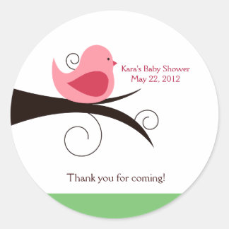 Woodland Birdie (Pink) Baby Shower Fevor Sticker