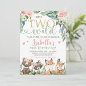 Woodland Birthday Einladung zwei wilde Einladung (Stehend Vorderseite)
