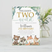Woodland Birthday Einladung zwei wilde Einladung (Stehend Vorderseite)