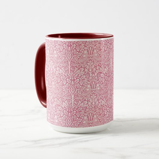 Woodland Blätter Pink Rabbit William Morris Patter Tasse (Vorderseite Links)