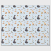 Woodland Blue Baby Shower Giftwrapping Paper Geschenkpapier (Flach)