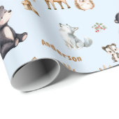 Woodland Blue Baby Shower Giftwrapping Paper Geschenkpapier (Rolleneckpunkt)