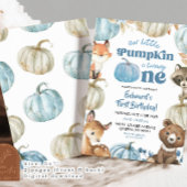 Woodland Blue Boho Pumpkin Boy 1. Geburtstag Einladung
