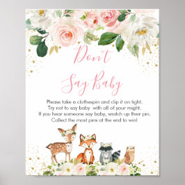 Woodland Blush Floral Sage kein Baby Game Poster
