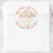 Woodland Blush Pink Bläschen Baby Dusche Geburtsta Runder Aufkleber (Tasche)